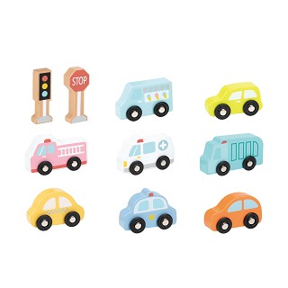 Lelin® Wooden Vehicle Set - 9 Pieces